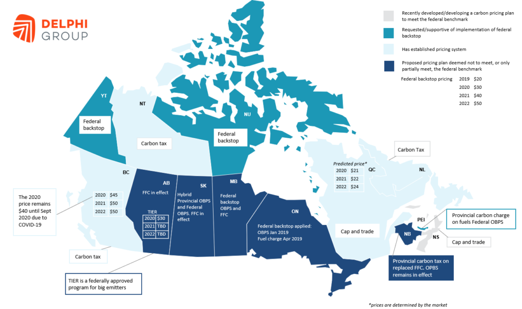Carbon Pricing Canada Map